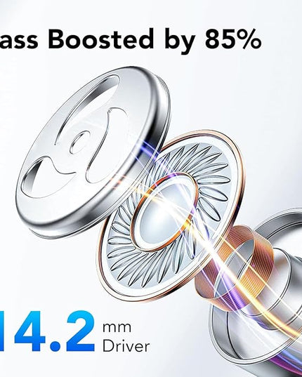 True Wireless Earbuds Bluetooth 5.3 Mic Noise Cancelling IPX7 Waterproof Hi-Fi Stereo Sound Long Battery 42H Playtime Auto Pairing for Android/Samsung/Apple iPhone Headphones pro,White