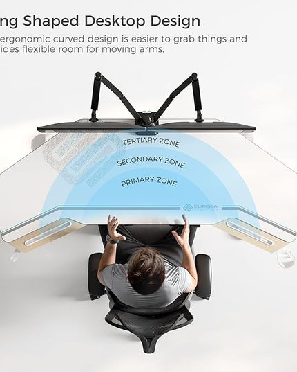 EUREKA ERGONOMIC Standing Desk, 72" Electric Adjustable Height Desk,Wing Shaped Computer Desk Large Music Studio Table, Dual Motor&Slot, Maple