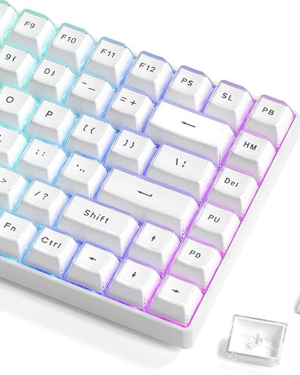 Womier White Jelly Keycaps, Mechanical Keyboard for keycaps Set, OEM Profile Key Cap, 113-Key Cute Custom Keycaps for 60%,75%,100% Mechanical Keyboards with Cherry/Gateron MX Switches-White