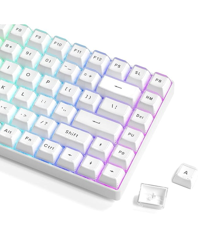 Womier White Jelly Keycaps, Mechanical Keyboard for keycaps Set, OEM Profile Key Cap, 113-Key Cute Custom Keycaps for 60%,75%,100% Mechanical Keyboards with Cherry/Gateron MX Switches-White