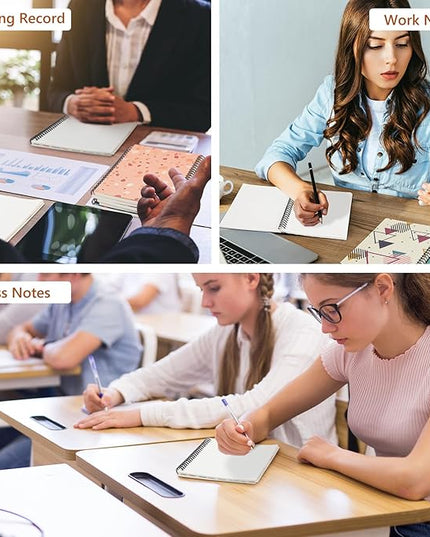 Fuutreo 12 Pcs Spiral Notebook for Work A5 8.3 x 5.7 Inch College Ruled Spiral Journal Notebook Kraft Cover Ruled Paper, 12 Color, 60 Sheets, 120 Pages for Office School(Retro Geometry)