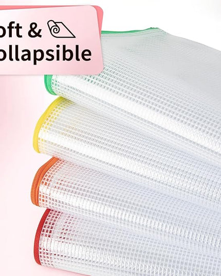 Umriox Mesh Zipper Pouch Puzzle Bags, 13.0x9.0 in (12 Colors, 12 Packs), Letter Size A4 Size Zipper Bags for Office Supplies Travel Accessories
