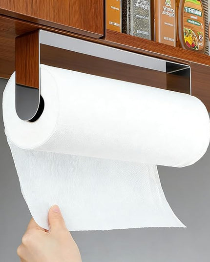 YIGII Self Adhesive Paper Towel Holder - Wall Mount Paper Roll Holder Under Cabinet, Polished SUS 304 Papertowel Holders, Stainless Steel, No Drilling (Polished Silver)