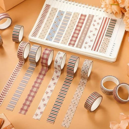 YooNotee 12 Rolls Watercolor Floral Washi Tape Set 15 mm Vintage Flower