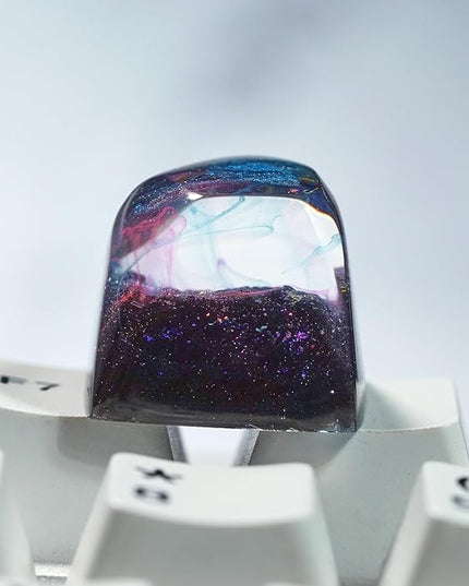 Purple Nebula Pentagon Galaxy Artisan Keycap R1 SA Profile Custom Keycaps 1U ESC Handmade Gaming Resin Key Cap Cherry MX Switch Compatible Mechanical Keyboard Space Lover Gift