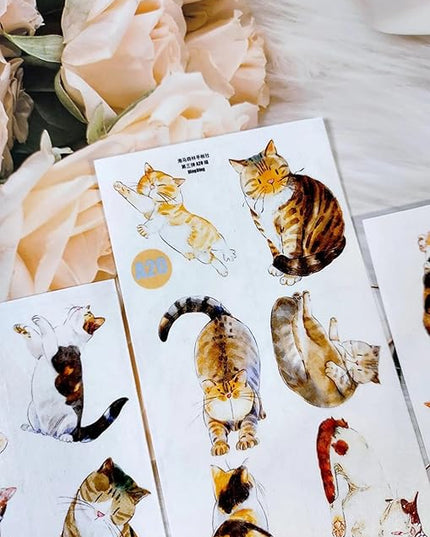 RICHTAPES-Seahorse Forest Vol3-A20 Meow,Original Design Cute Cat Vintage Thin Washi Tape Stickers,for Scrapbook Supplies,Scrapbook Tape Stickers,Junk Journal Stickers,Bullet Journal Supplies