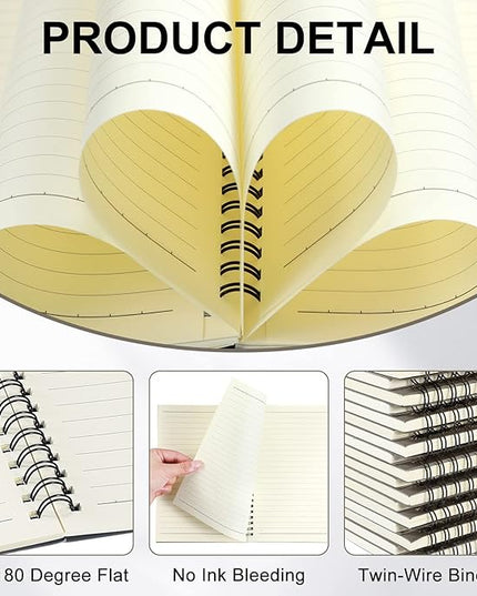 Yahenda Spiral Notebook Bulk A5 Journal Lined 8.3'' x 5.5'' Writing Composition Paper Small Notepad Subject Notebook for Students Office Business Back to School Supplies(Dark Gray,36 Pcs)
