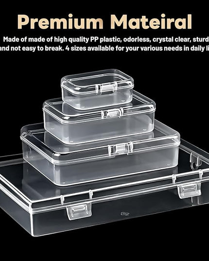 24 Pack Mixed Sizes Small Plastic Storage Containers, Mini Rectangular Small Items Organizer Boxes with Hinged Lids and Labels for Craft Jewelry Beads