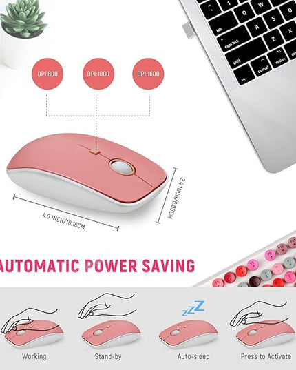 FOPETT Wireless Keyboard and Mouse Sets,Reliable 2.4 GHz Connectivity for PC,Laptop,Smart TV and More (White Colorful)