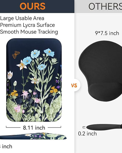 Ospelelf Mouse Pad with Wrist Rest Floral Ergonomic Comfortable Pain Relief Mousepad Wrist Support for Computer Office