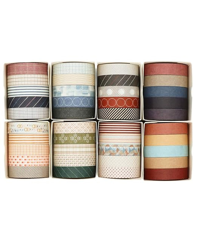 Knaid 40 Rolls of Slim Washi Tape Gift Box Set, Decorative Paper Tapes 10 mm Wide for Scrapbooking, DIY Arts and Crafts, Bullet Journal, Planner, Junk Journal, Notebooks (Minimalist)