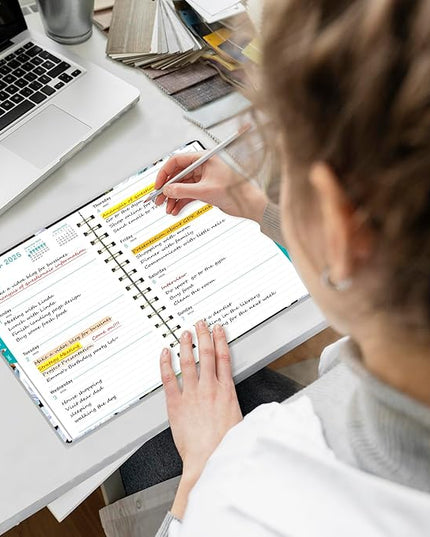 Ymumuda 2026 Planner, Daily Weekly and Monthly Planner，Jan 2026 - Dec 2026, 8.4" x 6.3", 2026 Calendar Planner Book with Tabs, Spiral Notebook with Inner Pocket for Office Home School Supplies