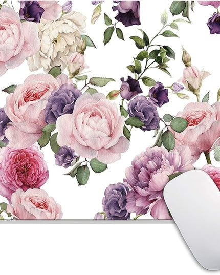 Square Mouse Pad Floral Roses,Personalized Premium-Textured Custom Mouse Mat Design,Washable Mousepad Cloth,Non-Slip Rubber Base Computer Mouse Pads for Wireless Mouse