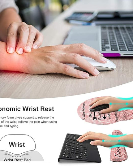 Ergonomic Memory Foam Keyboard and Mouse Support, Non-Slip & Pain Relief Wrist Rest, Comfortable Game and Office Use