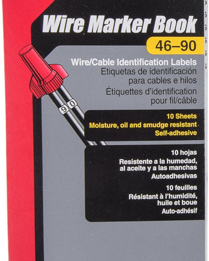 Gardner Bender 42-030 Pocket Wire Marker Booklet, Identification Pack Includes: Numbers 46-90