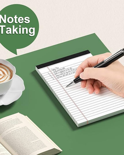 MuiAng 6 Pack Note Pads 5 x 8 Inch Writing Pads College Ruled Legal Pads, White Lined Notepad for Work or School, 30 Sheets/Pad, Perforated Recycled Note Paper for Note-Taking, Grocery List