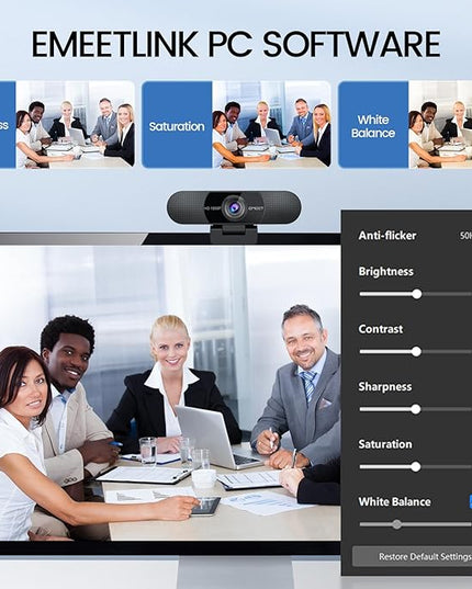 EMEET 1080P Webcam with Microphone, C960 Web Cam, 2 Mics, 90° FOV, USB Type-A & A-to-C Adapter, Plug&Play Computer Camera for Online Calling, Zoom/Teams/Facetime, Switch 2 Camera Support, 2025 Version