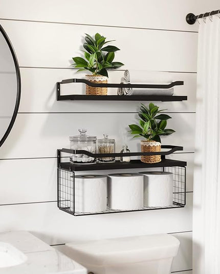Nubry 2 Pack Fake Plants Artificial Potted Plants with Weaved Pot for Shelf & Table Desk | Perfect for Home Office Bathroom Farmhouse Room Coffee Table Decor 10‘’