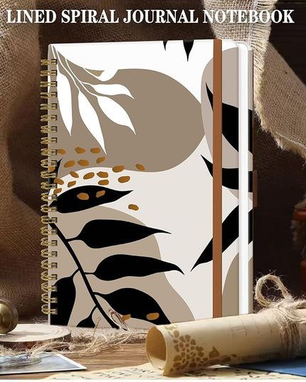 Spiral Journal Notebook for Women, Hardcover A5 College Ruled Notebook, 120 Pages, Thick Paper, Cute Lined Journal for School, Office & Work, 6 x 8.4 in(Tropical Leaves)
