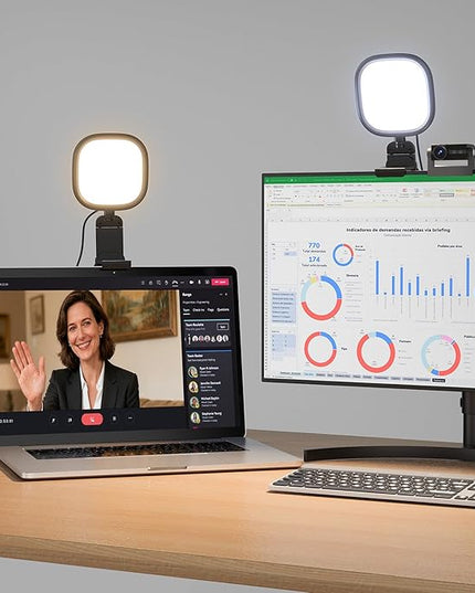 Upgraded Ring Light for Laptop, Monitor, Desk & Phone – Eye-Caring LED Webcam Light with Screen-Safe Clip, Adjustable Monitor Mount, 50 Lighting Modes, Computer Light for Zoom, Streaming, Video Calls