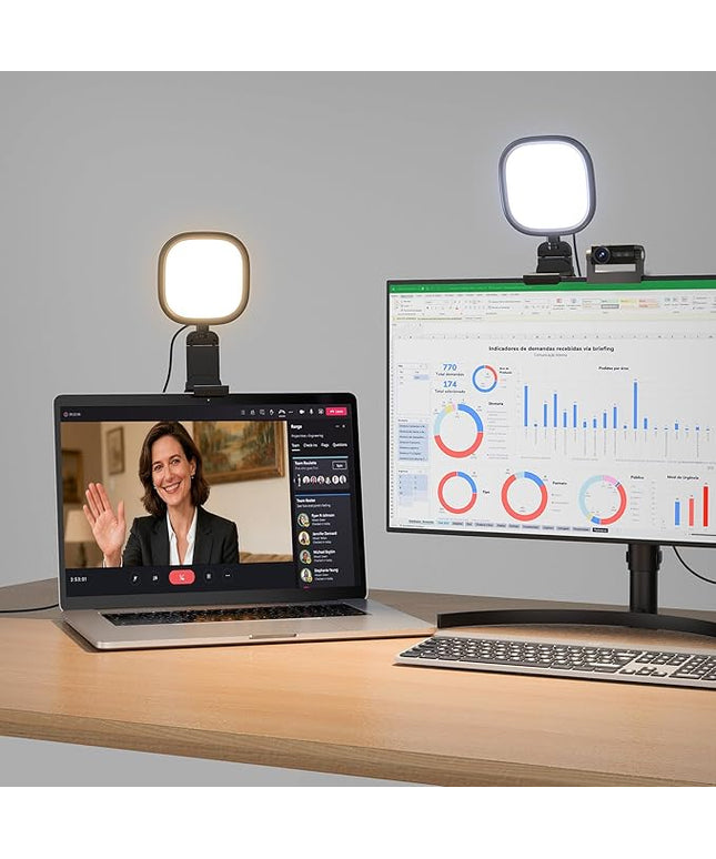 Upgraded Ring Light for Laptop, Monitor, Desk & Phone – Eye-Caring LED Webcam Light with Screen-Safe Clip, Adjustable Monitor Mount, 50 Lighting Modes, Computer Light for Zoom, Streaming, Video Calls