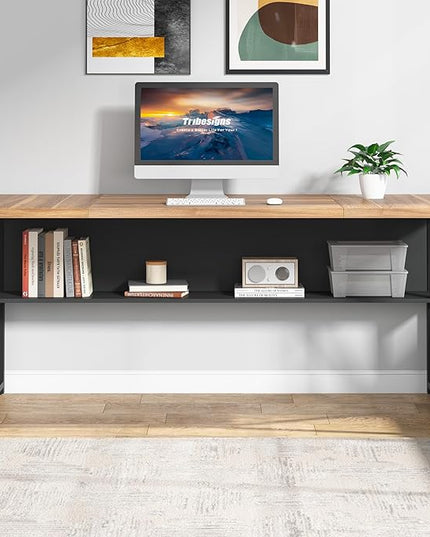 Tribesigns 63" Executive Desk with Reversible File Cabinet, Large L-Shaped Office Desk with Drawers, Business Furniture Workstation for Home Office