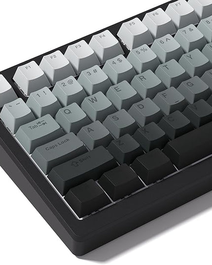 PBT Key caps, Double Shot Shine Through Custom Keycaps, Gradient Keycaps Cherry Profile, Minimalist Style Keyboard Keycap for Mechanical Keyboard (Grey)
