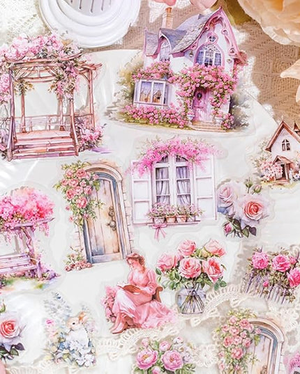180pcs PET Garden Landscape Scrapbook Paper Journaling Sticker Flower Stickers for Scrapbooking Vintage Stickers Aesthetic Flowers Floral Sticker Pack Junk Journal Decorative Paper Scrapbook Supplies