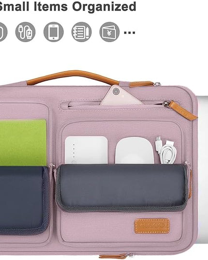 MOSISO 360 Protective Laptop Case 13.3 inch, 13-13.3 inch Laptop Sleeve Compatible with MacBook Air/Pro 13 / Pro 14,HP Dell Acer ASUS,Side Open Carrying Case with 4 Zipper Pockets&Handle, Pastel Pink