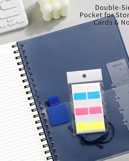 EMSHOI A5 Spiral Notebook College Ruled Lined Journal, Small 5.7" X 8.22", 300 Pages/150 Sheets, 100gsm Thick Paper, Waterproof Hardcover, for Office School Women Men Work Writing Notes, Blue