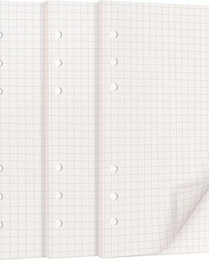 A6 Loose Leaf Refill Paper, 171x94mm, 135 Sheets 5mm Grid Planner Refills, 6-Ring Binder Compatible, 100GSM Insert Papers for Notebooks, School, Office, College Notes, Journaling & Printing