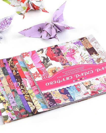 Origami Paper Kit 100 Sheets 70GSM 6 Inch Square Double Sided Color 100 Vivid Solid Colors for Hand Crafts Origami Paper Arts Creativity.Rose Flower