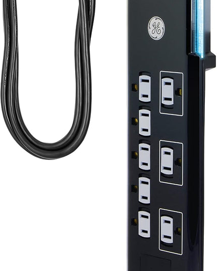 GE UltraPro 8 Outlet Surge Protector with USB Charging Dock, 2 USB Ports, 2160 Joules, 4' Cord, Black, 34117