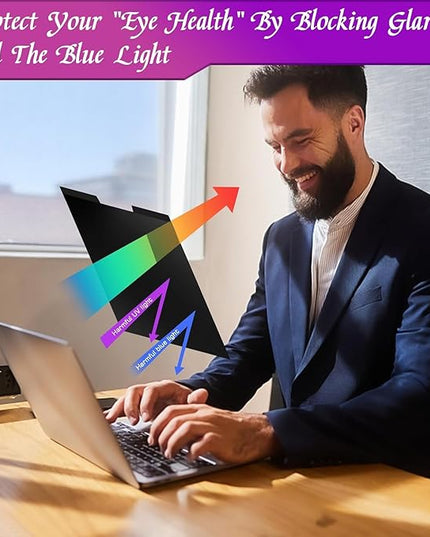 PYS Magnetic Laptop Privacy Screen 14 Inch (16:9 Aspect) - Anti-Glare Blue Light Filter, Removable Privacy Screen Protector Compatible with HP/Dell/Acer/Lenovo/Samsung/ASUS (12.2x6.9inch/ W x H)
