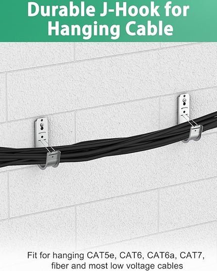 50 Pack 2 Inch J Hook Wall Mount J Hook with Retainer Clip
