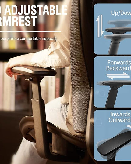 ELABEST T96 Mesh Office Chair,Ergonomic Computer Desk Chair,Sturdy Task Chair- Adjustable Lumbar Support & Armrests,Tilt Function,Comfort Wide Seat,Swivel Home Office Chair