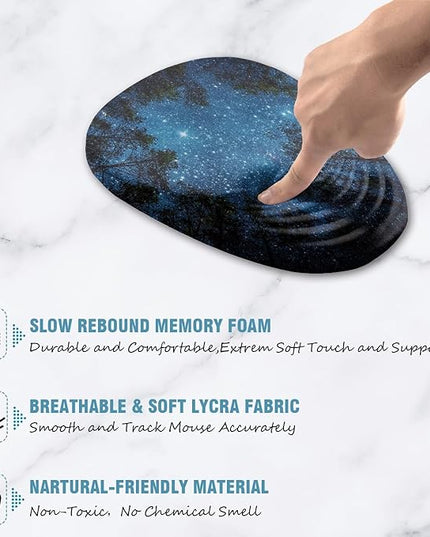Mouse Pad Wrist Support, Ergonomic Mouse Pad with Wrist Rest, Memory Foam Massage Design & Non-Slip PU Base MousePads for Pain Relief, Desk, Office, Home, Blue Sky Tree