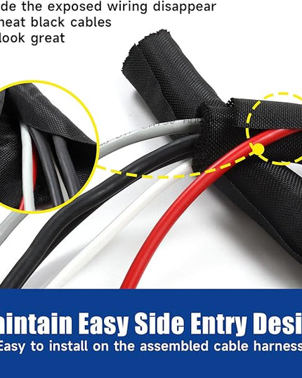 Sonoreboom Braided Wire Loom Mesh Woven Split Sleeving Easy to Anywhere, Maintaining, Removing or Adding Cable/Wire/Harness/Pip (3/4" - 36 Feet)
