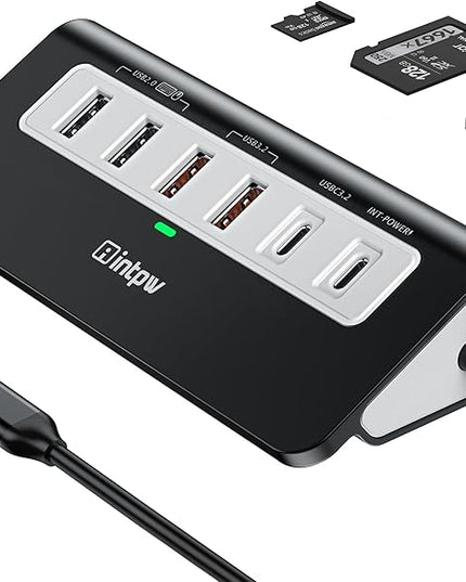 USB C Hub 10Gbps, 9-in-1 USB C Docking station with 4K@60Hz HDMI, Type-C & 2 Type-A 3.2, 2 USB-A 2.0, PD 100W, SD/TF Port, Black Aluminum USB Hub for Laptop, iPhone 16/15 Series, MacBook Air/Pro
