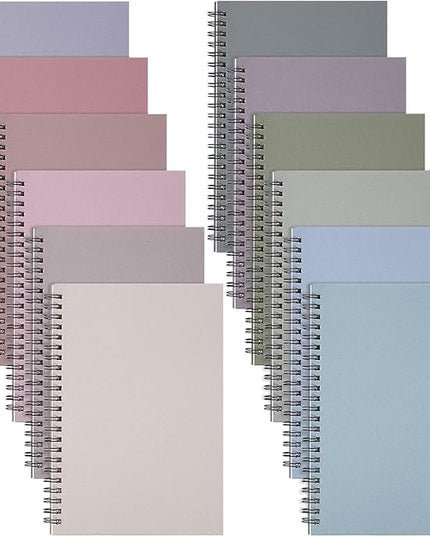 Fuutreo 12 Pcs Spiral Notebook for Work A5 8.3 x 5.7 Inch College Ruled Spiral Journal Notebook Kraft Cover Ruled Paper, 12 Color, 60 Sheets, 120 Pages for Office School(Taro Color)