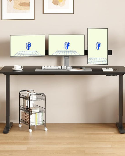 FLEXISPOT E3 Dual Motor 60 x 24 Electric Standing Desk Sit Stand Up Desk, Holds 220 lbs, Adjustable Height w/ Memory Presets, One-Piece Black Desktop & Black Frame, Ships in 2 Boxes