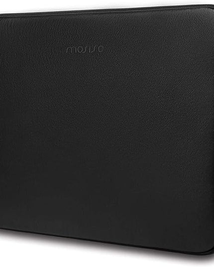 MOSISO Laptop Sleeve Bag 16 inch Compatible with MacBook Air 15 inch 2025-2023 M4 M3 M2/Pro 16 inch 2025-2019 M4 M3 M2 M1, 15-15.6 inch Notebook, PU Leather Padded Bag Waterproof Case, Black