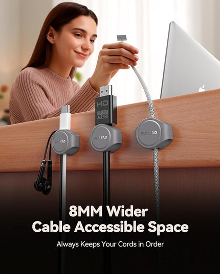 8-Pack Cord Organizer Magnetic Cable Clips, Desk Cable Management Wire Hider, FLYLEAD Silicone Cord Holder for Nightstand, Cable Organizer for Office Workspaces Desktop Organization Home Accessories