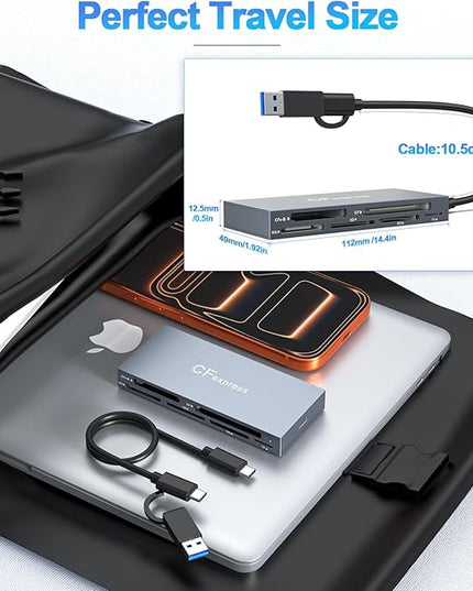 CFexpress Type B Card Reader 8 in 1, 10Gbps Multi CF Express Reader Adapter for CFexpress Type B/CF/XD/MS/TF/SD Memory Card Readers Hub with 2*USB Gen 3.2 Data Port for Windows/Mac/Linux/Android