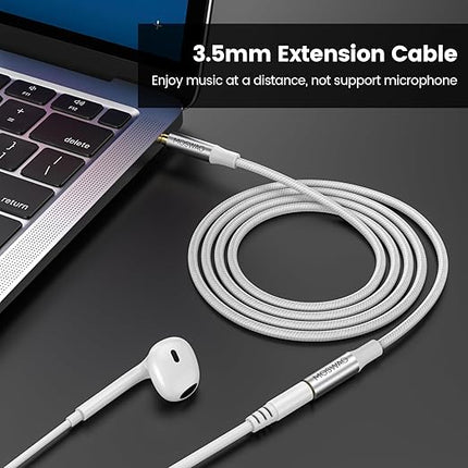 MOSWAG 10FT/3Meter 3.5mm Extension Cable Audio Male to Female Stereo Extension Adapter Nylon Braided Cord Compatible for Home/Car Stereos Smartphones Headphones Tablets Media Players and More