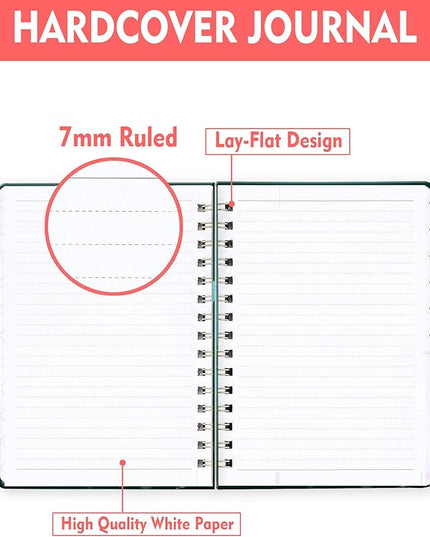 Spiral Journal Notebook for Women, Hardcover A5 College Ruled Notebook, 120 Pages, Thick Paper, Cute Lined Journal for School, Office & Work, 6 x 8.4 in(Dragonfly)