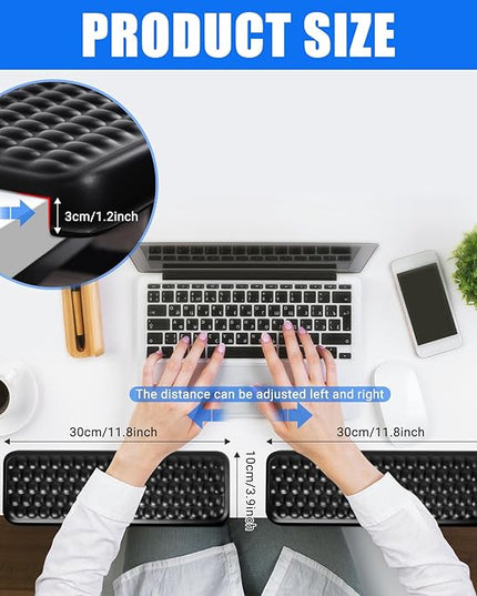 L-Shaped Desk Elbow Pad，Arm Rest for Desk 2-Piece Ergonomic Wrist Rest with Non-Slip Base Memory Foam Elbow Support Padding for Computer Keyboard, Office and Home (Leather)