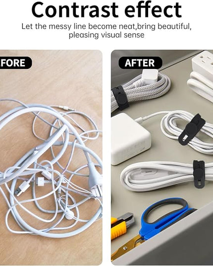 Oligei 25 Pcs Silicone Cable Ties, Cable Ties Reusable, High Elasticity Cord Wraps for Electrical Cords, Cord Organizer for Earphone, Phone Charger(Black)