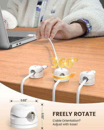 Lamicall 12Pack Rotatable Cord Organizer, Office Desk Nightstand Accessories - Cable Clips Management, Birthday Gifts for Teens Friends, Desk Phone Charger Holder Gadget, Home Workspace Organizer