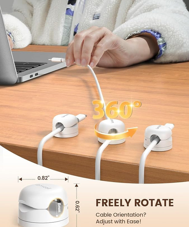 Lamicall 12Pack Rotatable Cord Organizer, Office Desk Nightstand Accessories - Cable Clips Management, Birthday Gifts for Teens Friends, Desk Phone Charger Holder Gadget, Home Workspace Organizer